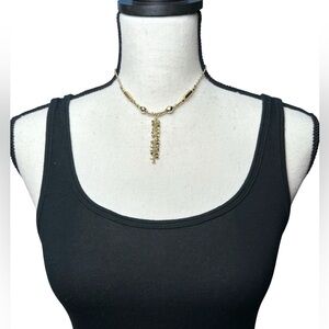 💛Cookie Lee Gold Tone Diamond Cut Y Necklace